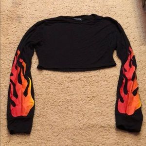 Pretty Little Thing long sleeve flame crop top